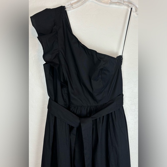 NEW J.Crew $128 One Shoulder Ruffle Midi Dress in Black Size 12 0906 - Picture 3 of 12